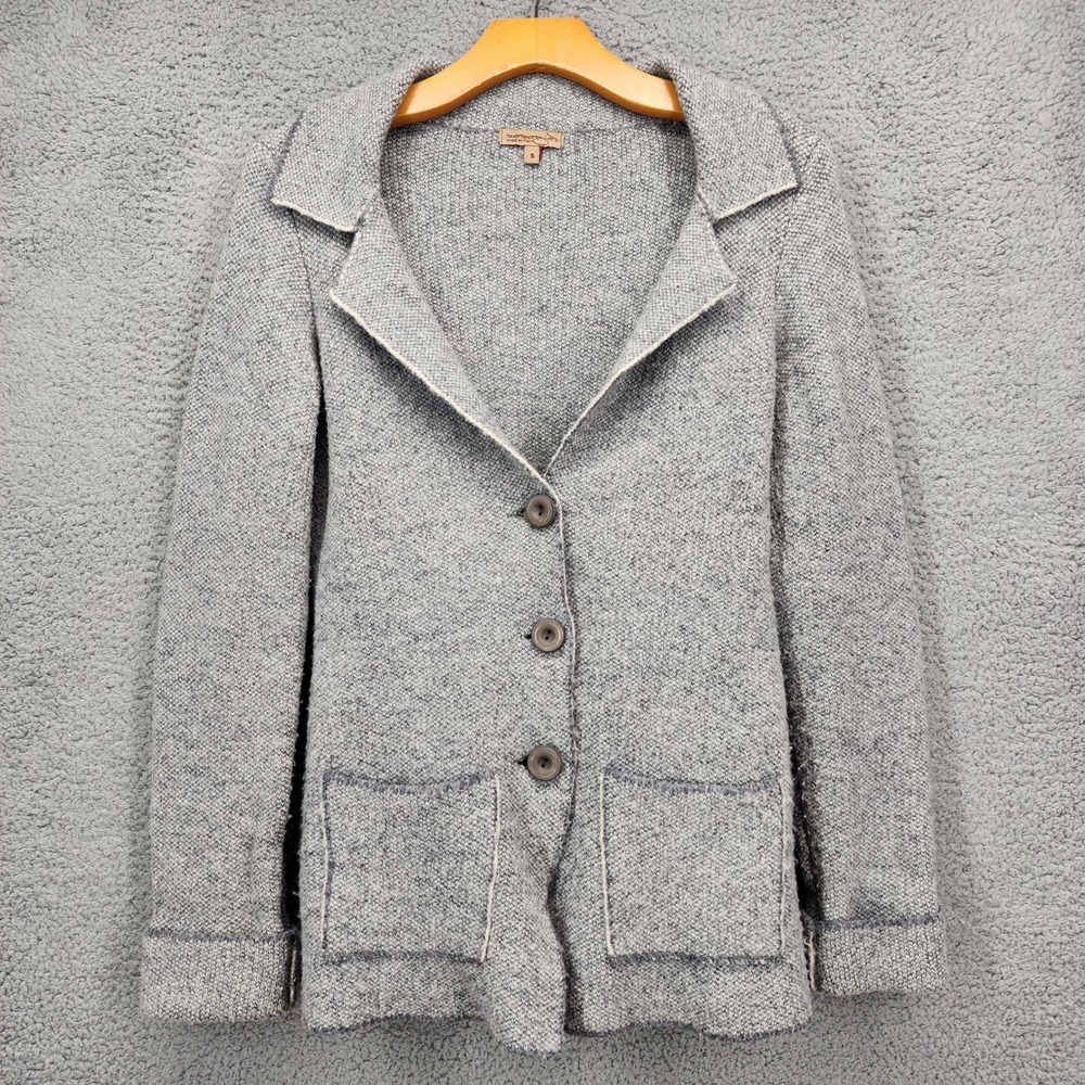 Cocogio Italy Womens Small Grey Wool Blend Knit Blazer Cardigan Sweater Jacket